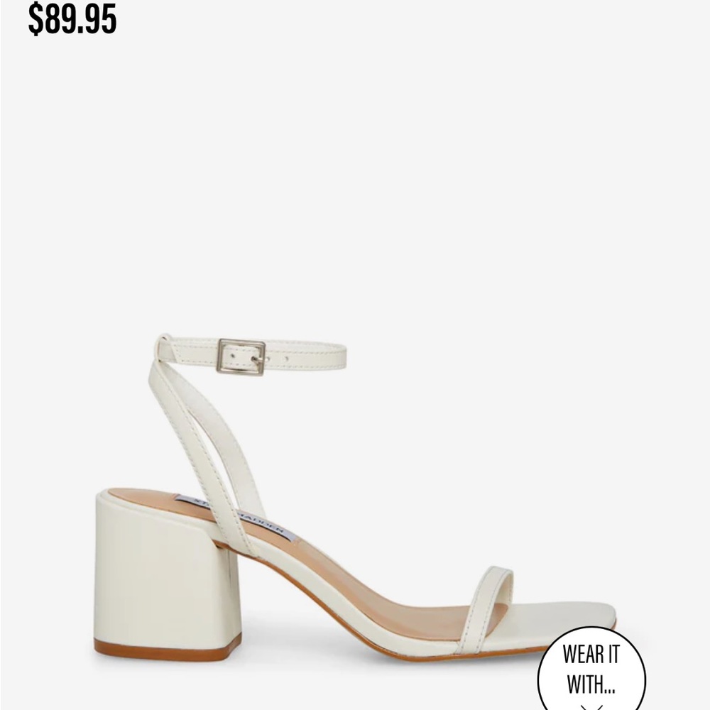 White Steve Madden Audrianna Block Heel